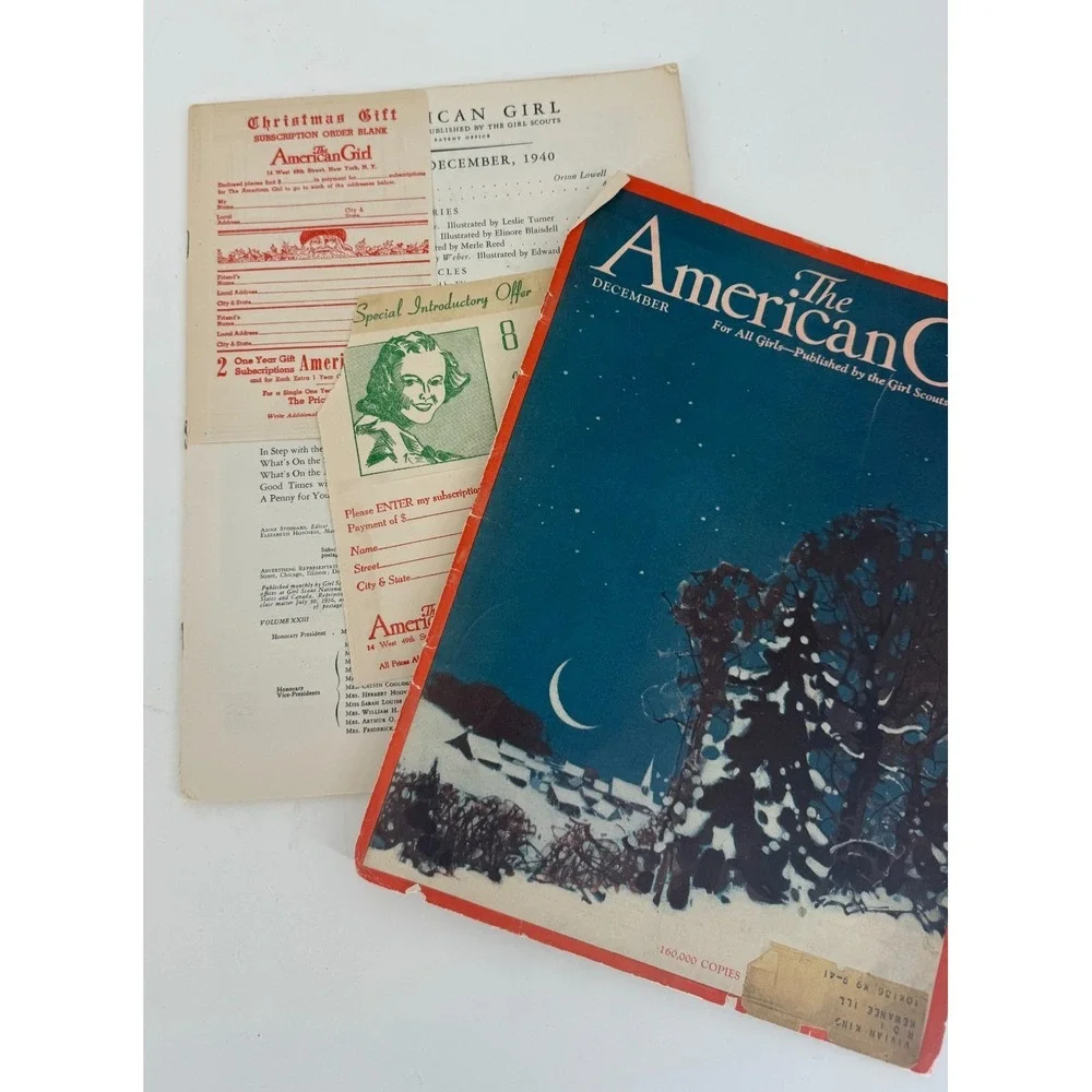 Vintage 1940 American Girl Magazine December Issue WWII Era Ephemera Ads Stories